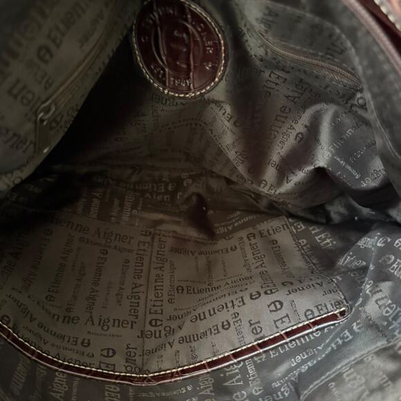 Etienne Aigner Bag Shoulder  BLACK & BROWN Leather Canvas - Picture 7 of 12